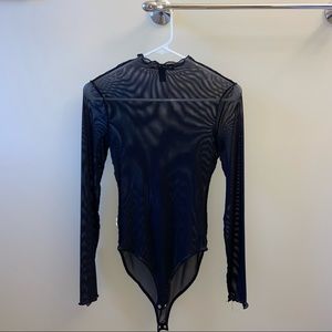long sleeve mesh mockneck bodysuit